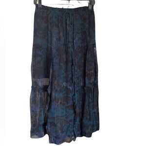 🚨 NWT Coach Long Navy Floral Silk Skirt Fits XS-SM